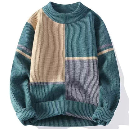 Men’s Color-Block Loose Fit Warm Sweater