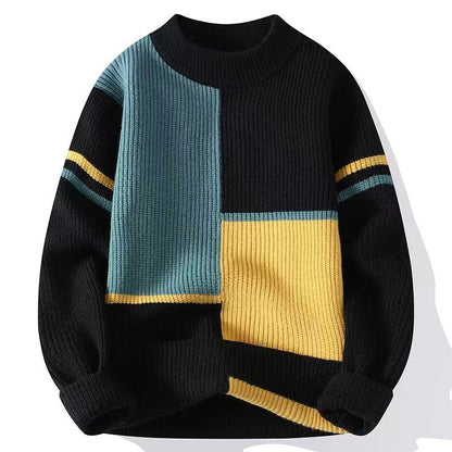 Men’s Color-Block Loose Fit Warm Sweater