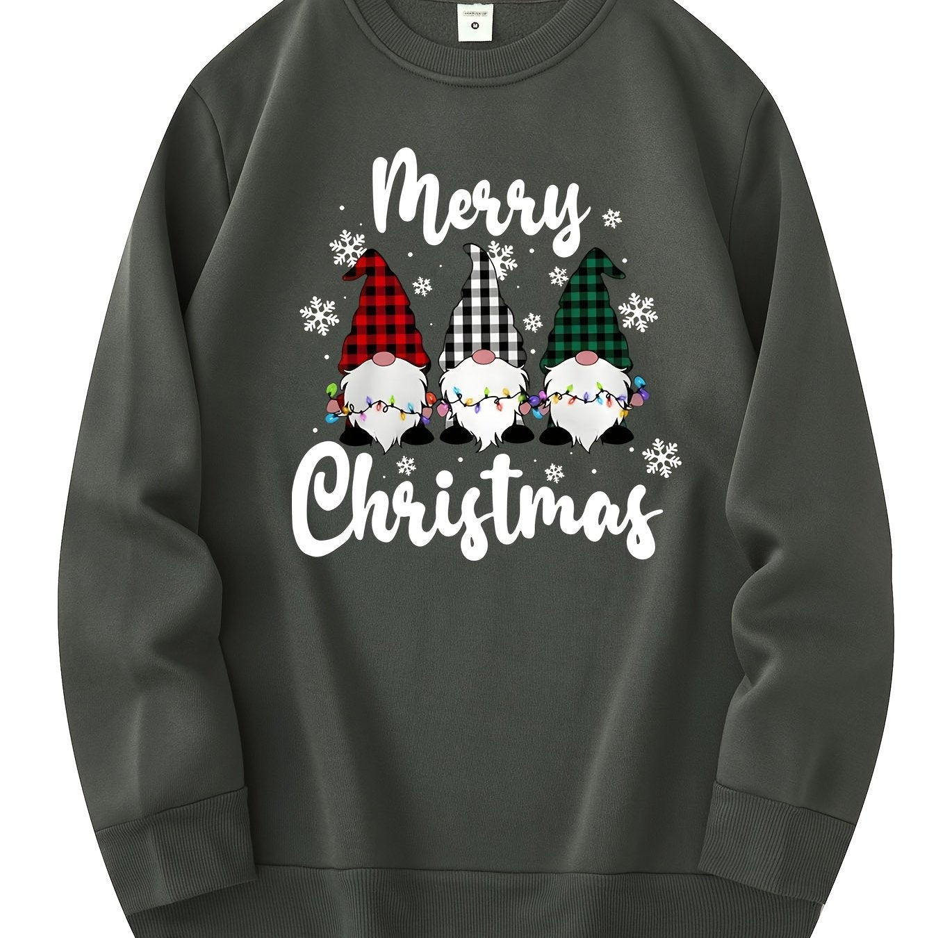 Men’s Christmas Gnome Graphic Sweatshirt – Olive Green