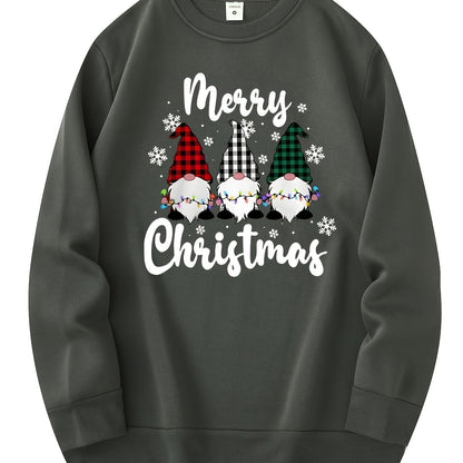 Men’s Christmas Gnome Graphic Sweatshirt – Olive Green