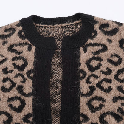 Animal Print Jacquard Knit Cardigan Jacket