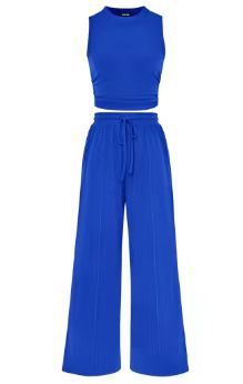 Women’s Two-Piece Set – Elastic Waist Trousers & Loose-Fit Sleeveless Top