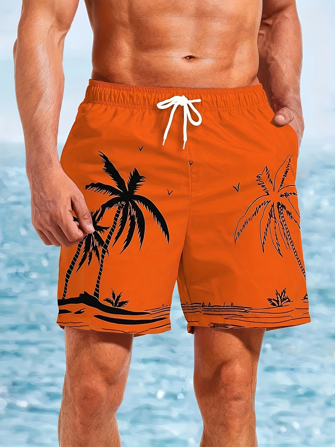 Men's Tropical Hawaiian Beach Shorts - Vibrant 3D Print, Quick-Dry Swim Trunks with Drawstring