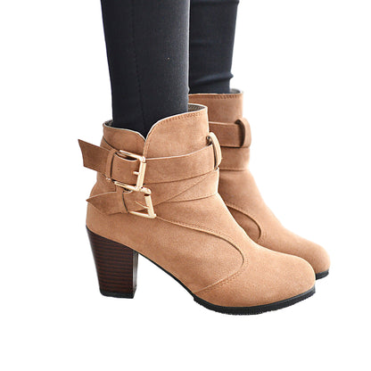 Women’s Winter/Autumn Leather Ankle Boots – Warm Casual High Heel Pumps