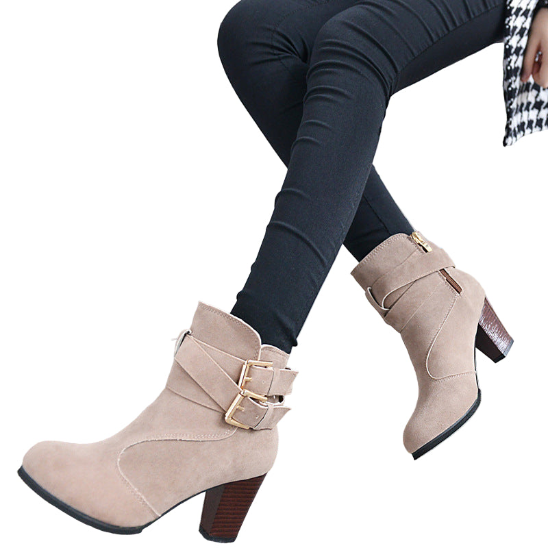 Women’s Winter/Autumn Leather Ankle Boots – Warm Casual High Heel Pumps