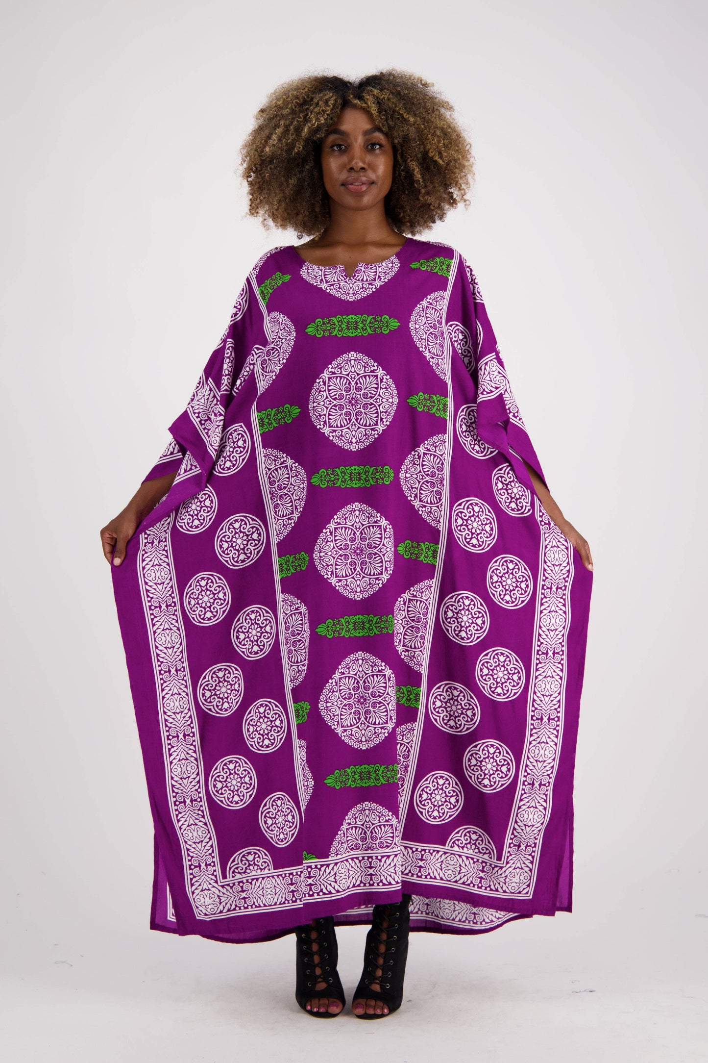 African Block Print Kaftan KAF-1046: Assorted / One Size Fits Most