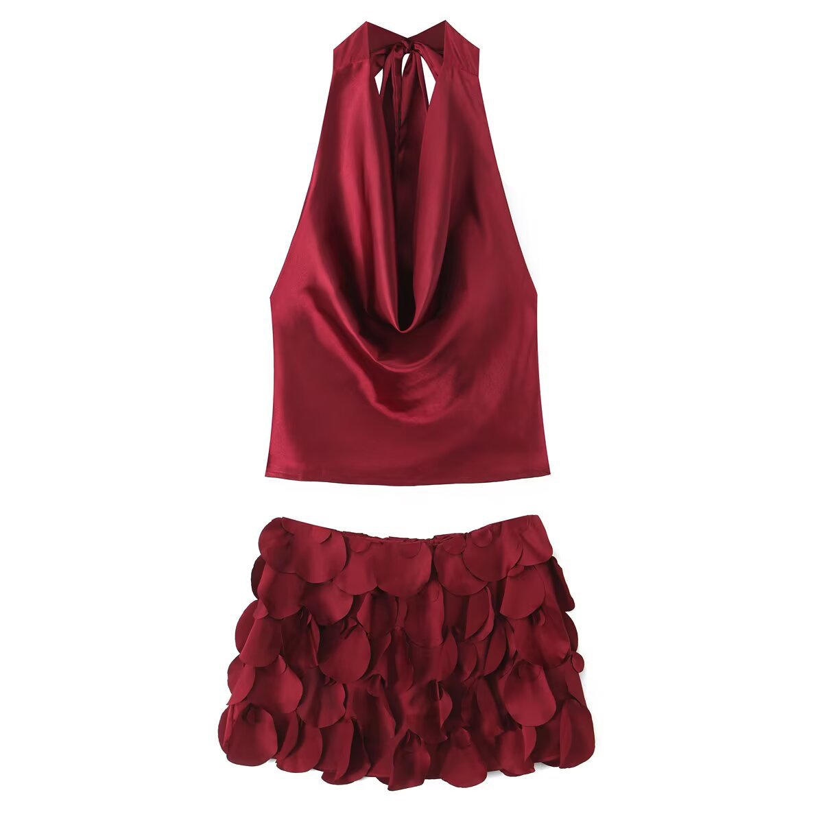 Fish scale half skirt sexy swinging collar hanging neck strap set