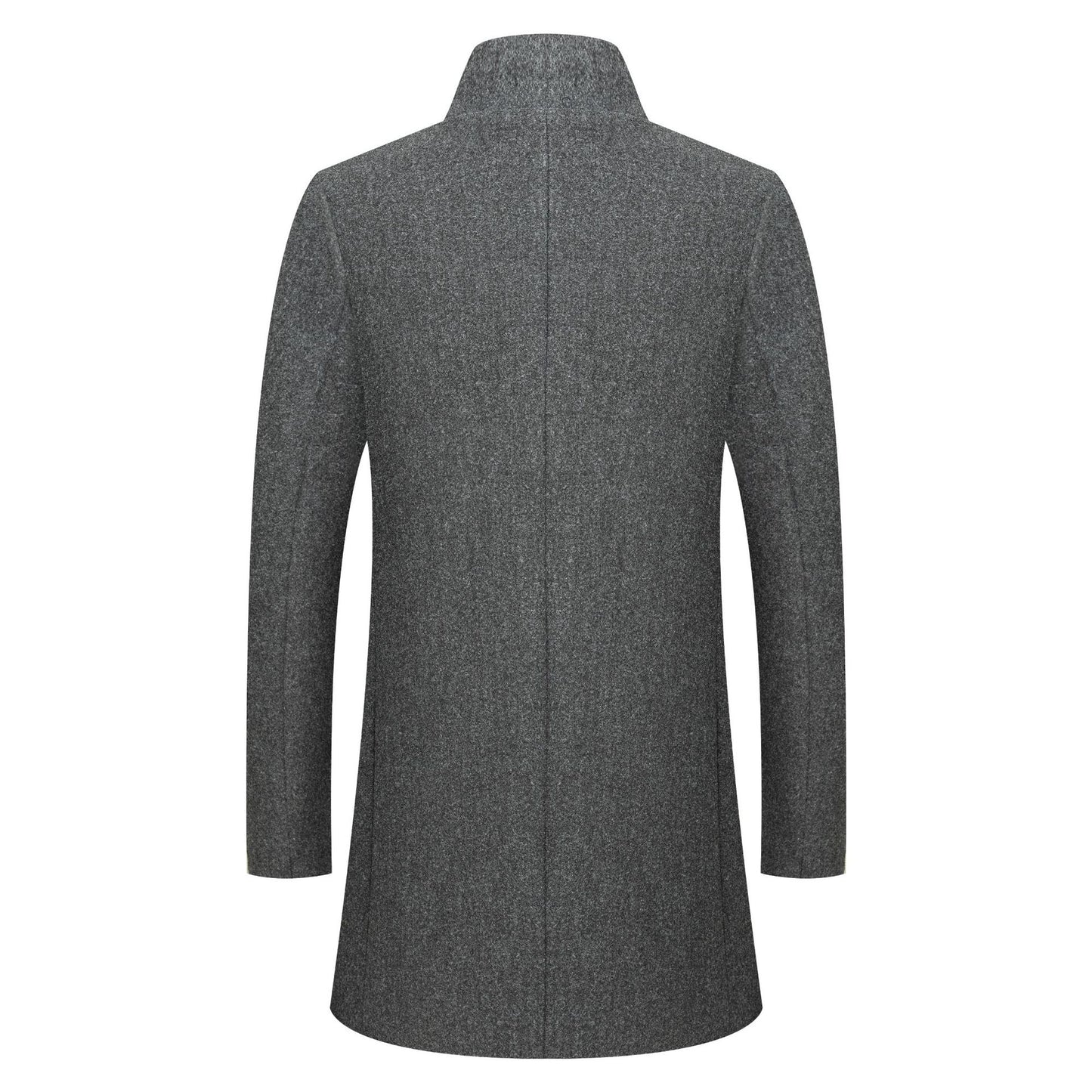 Classic Men’s Stand-Collar Wool Overcoat – Mid Length