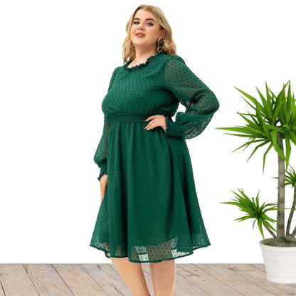 Women's Floral Cutout Chiffon Elegant Long Sleeve Fashion Dress