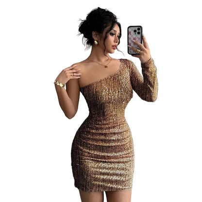 Asymmetrical One-Shoulder Bodycon Dress