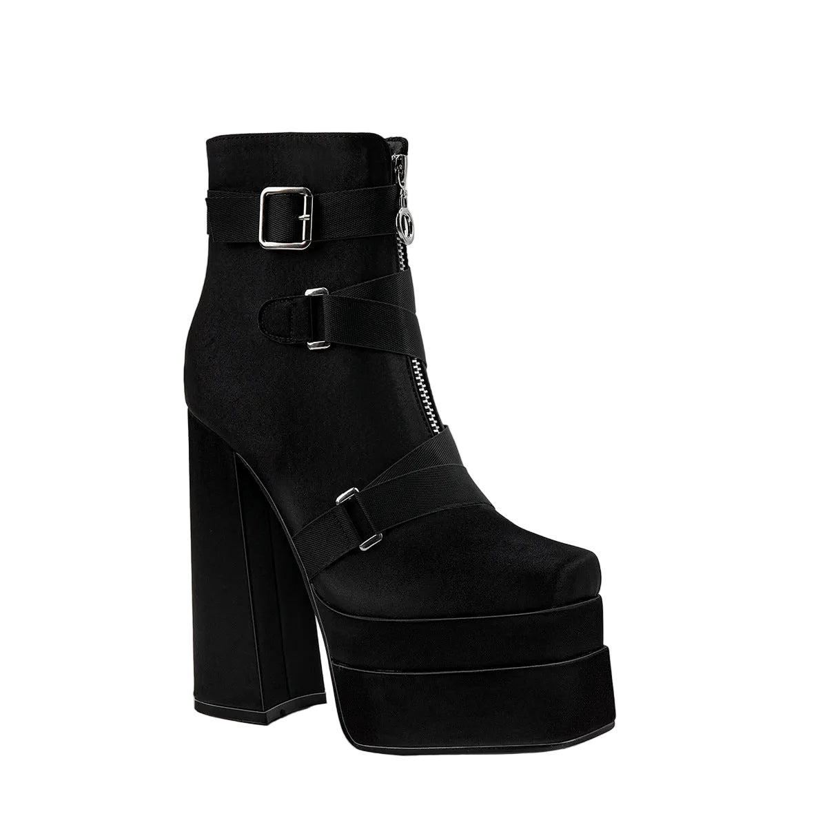 New Super High Heel 14cm Platform Thick Heel Square Head Silk Women's Smoke Pipe Boots Large Size 42