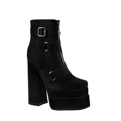 New Super High Heel 14cm Platform Thick Heel Square Head Silk Women's Smoke Pipe Boots Large Size 42