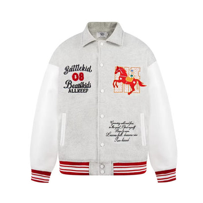 Men’s Letter Embroidered Varsity Baseball Jacket