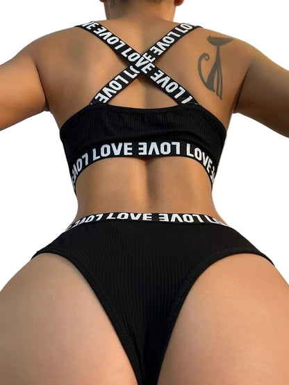 Sexy Mesh Knitted Push-Up Bra & Panty Set – Two-Piece Lingerie