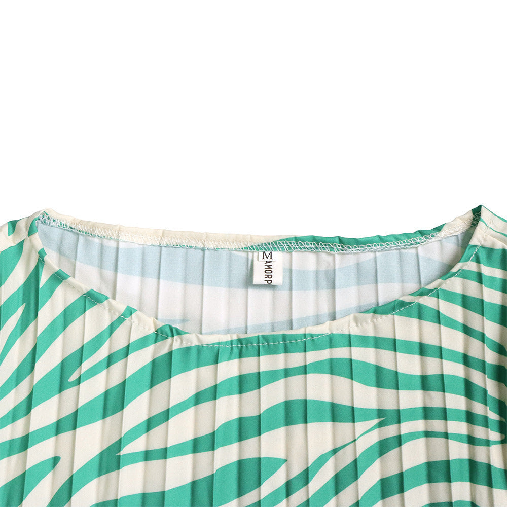 African Print Loose Fit Maxi Dress – Casual Pleated Tie-Up Style