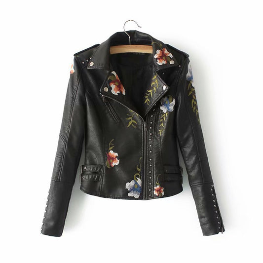 Women’s Embroidered & Studded Leather Jacket