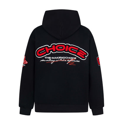 Embroidered letter hooded sweatshirt