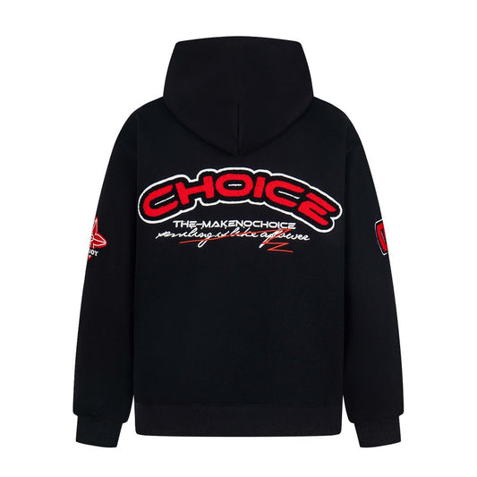 Embroidered letter hooded sweatshirt