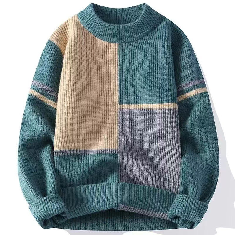 Men’s Color-Block Loose Fit Warm Sweater