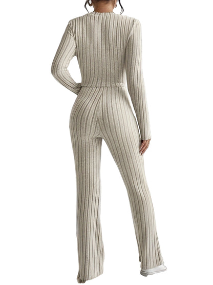 Short Top And Slim Fit Pants Set