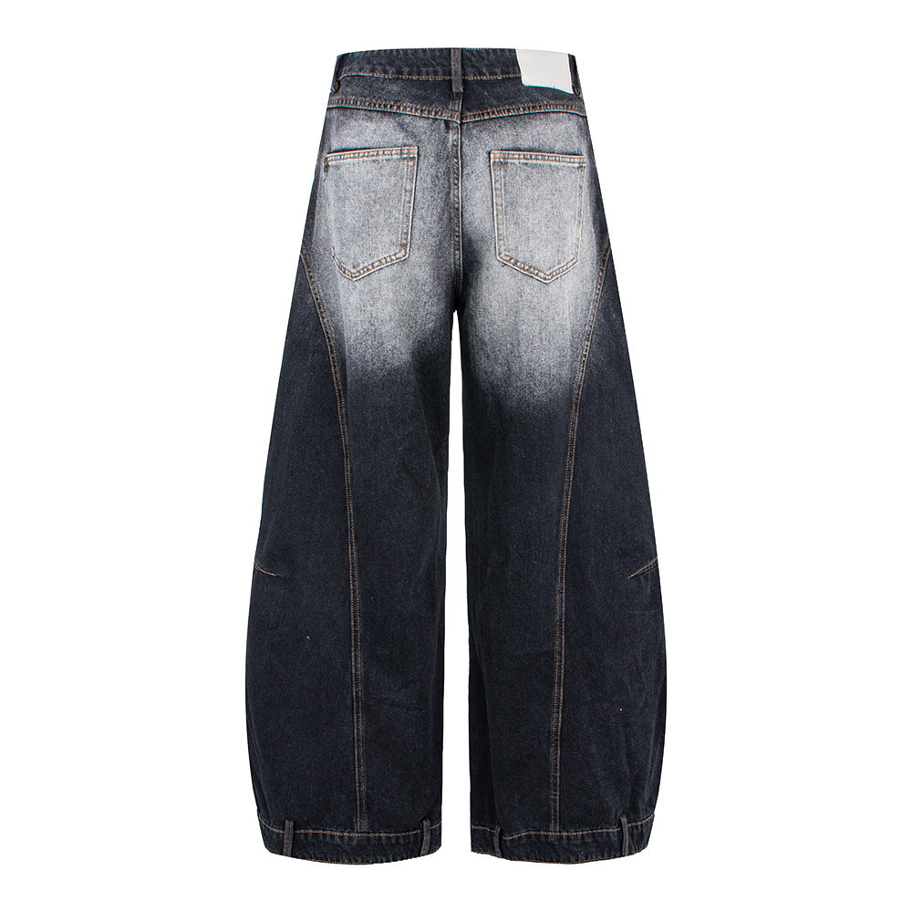 Street Style Vintage Knife-Edge White Denim Pants