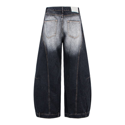 Street Style Vintage Knife-Edge White Denim Pants