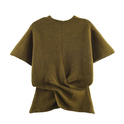 Women's pleated short sleeved knitted sweater