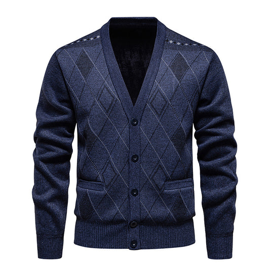Men’s Fleece-Lined Padded Knit Cardigan Jacket – Warm Sweater Coat