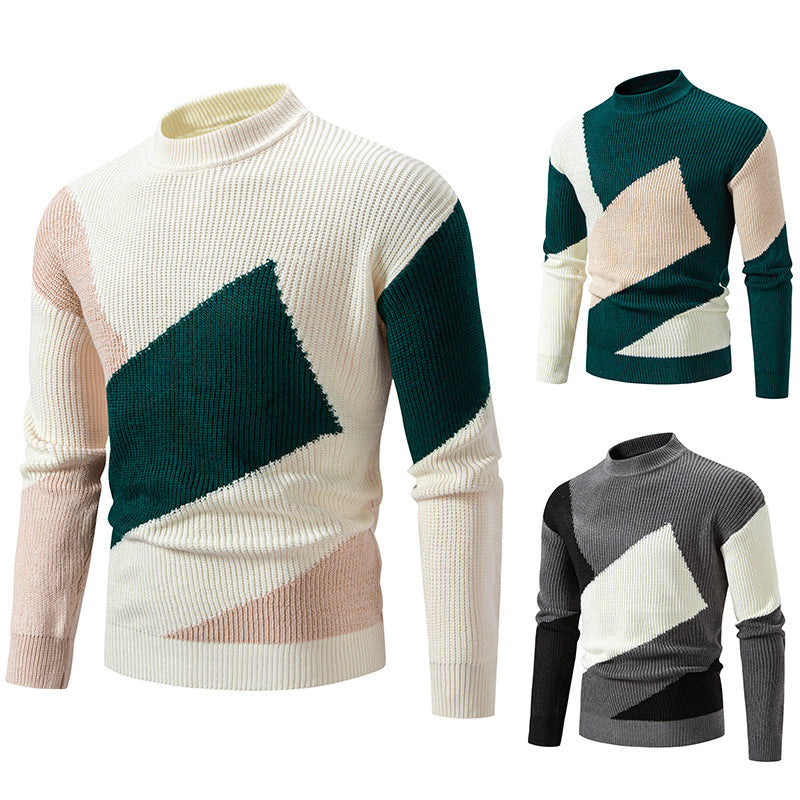 Men’s Round Neck Multicolor Pullover Sweater