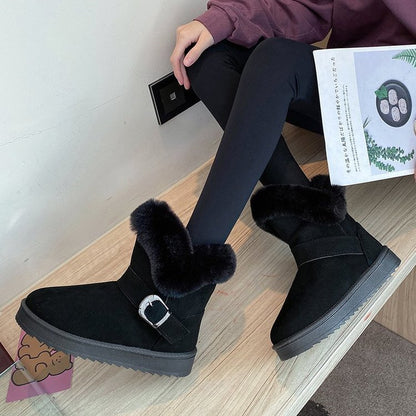 Women’s Platform Boots with Belt Buckle – Chunky High Heel Fashion Boots