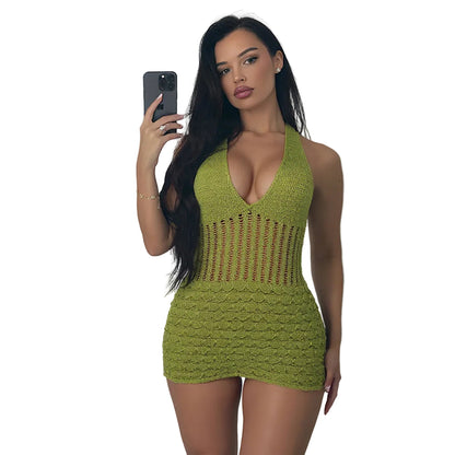 Sexy Cut-Out Tie-Back Knit Fitted Dress for Women