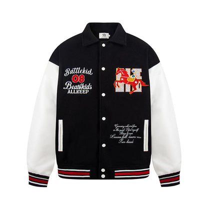 Men’s Letter Embroidered Varsity Baseball Jacket
