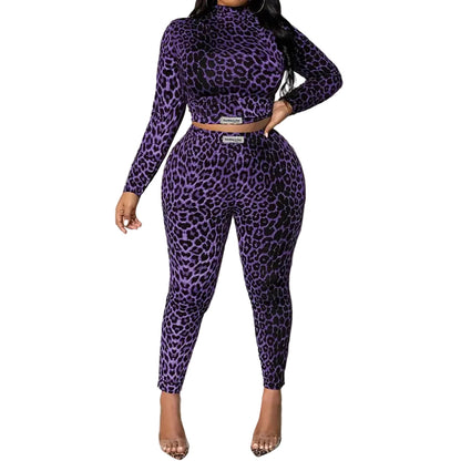 Leopard Print Two-Piece Set for Women