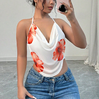 Vacation-Style Halter Camisole – Sexy Hot Girl Summer Crop Top
