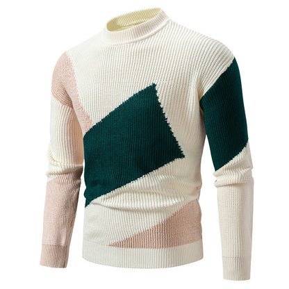 Men’s Round Neck Multicolor Pullover Sweater