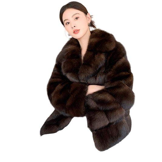 Women’s Faux Fur Purple Sable Jacket – Thick, Soft & Warm Winter Coat