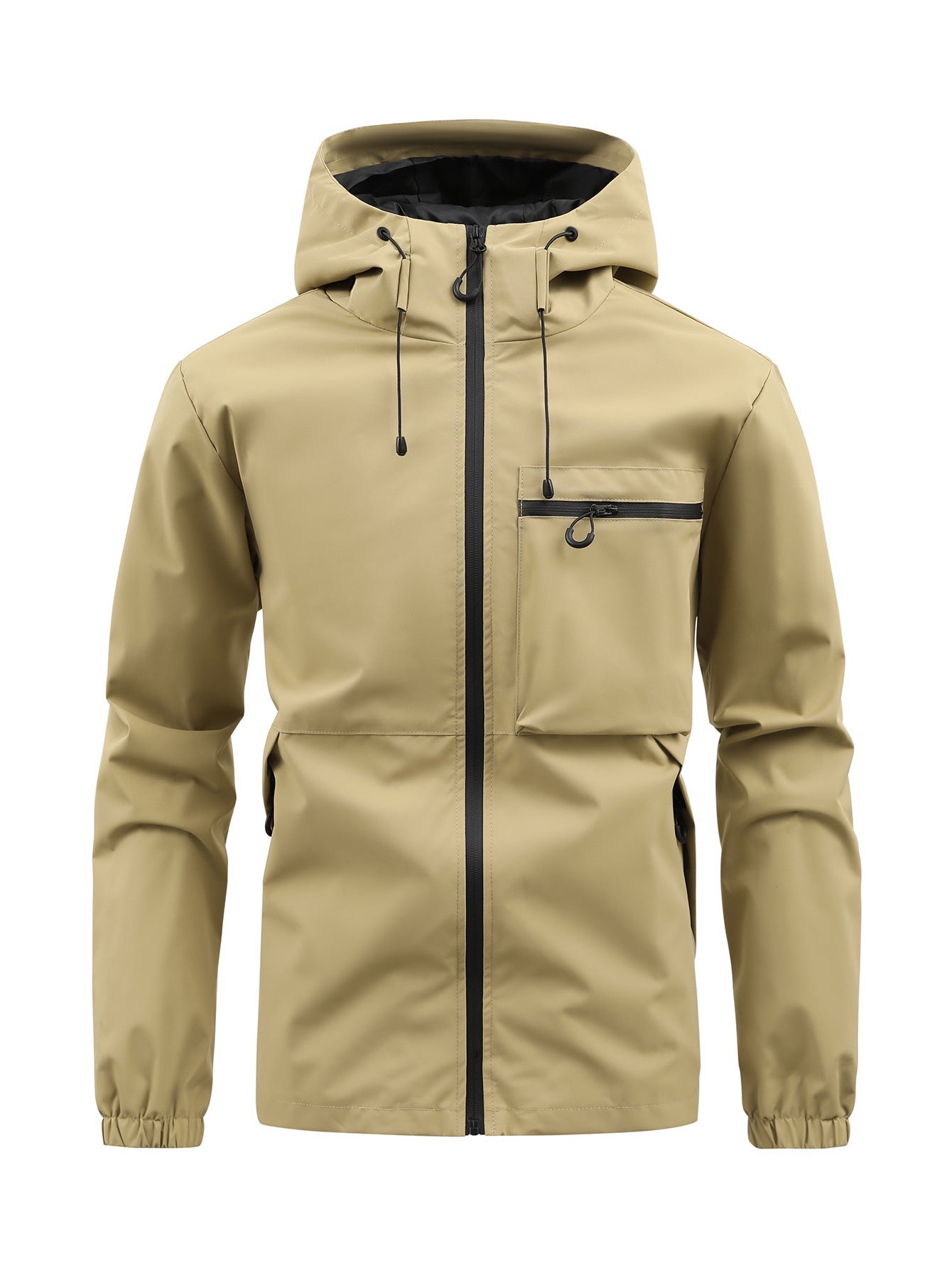 Men’s Fashion Casual Hooded Outdoor Coat – Solid Colour Multi-Pocket Workwear Jacket