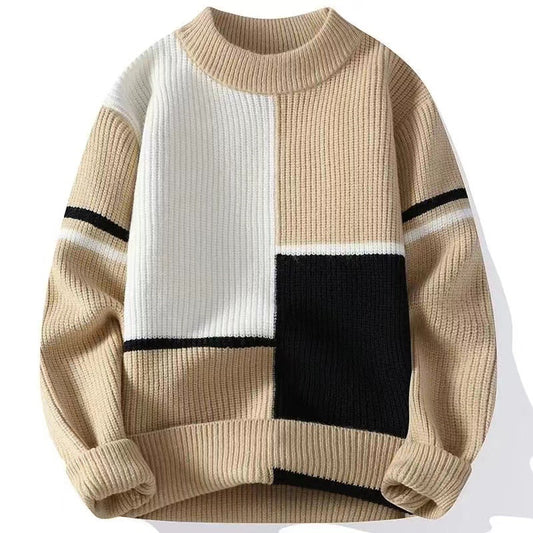 Men’s Color-Block Loose Fit Warm Sweater