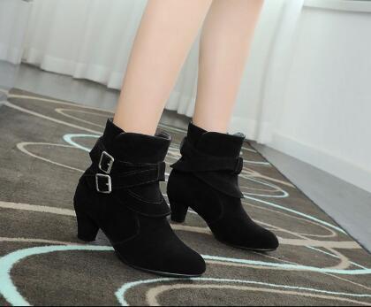 Women’s Winter/Autumn Leather Ankle Boots – Warm Casual High Heel Pumps