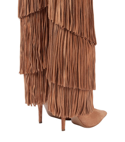 Women’s Round Toe Waterproof Tassel Boots – Street Fashion Mid-Calf Style