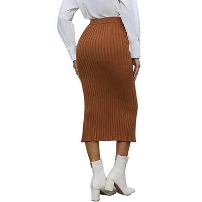 Chic Knit Hip-Hugging Skirt with Side Slit