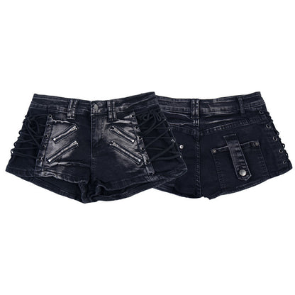 Streetwear Low-Waist Zipper Shorts for Women