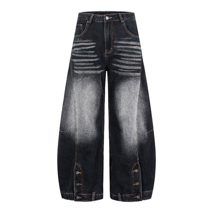 Street Style Vintage Knife-Edge White Denim Pants