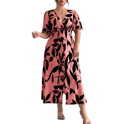 Plus-size Elegant V-neck Dress For Women