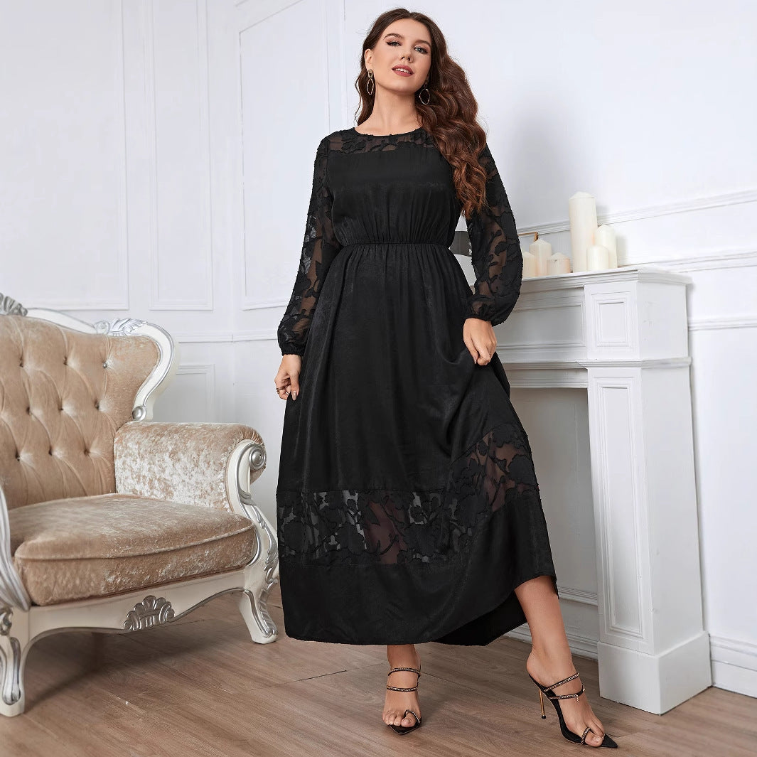 Women's Over-the-Knee Lace Dress – Slimming Autumn Style for Curvy Figures