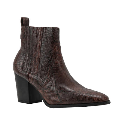 Fashion Pointed Toe Snakeskin Ankle Boots – Chunky Heel