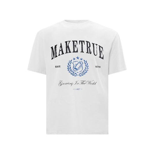 Letter Printed Pure Cotton Short Sleeved T-Shirt