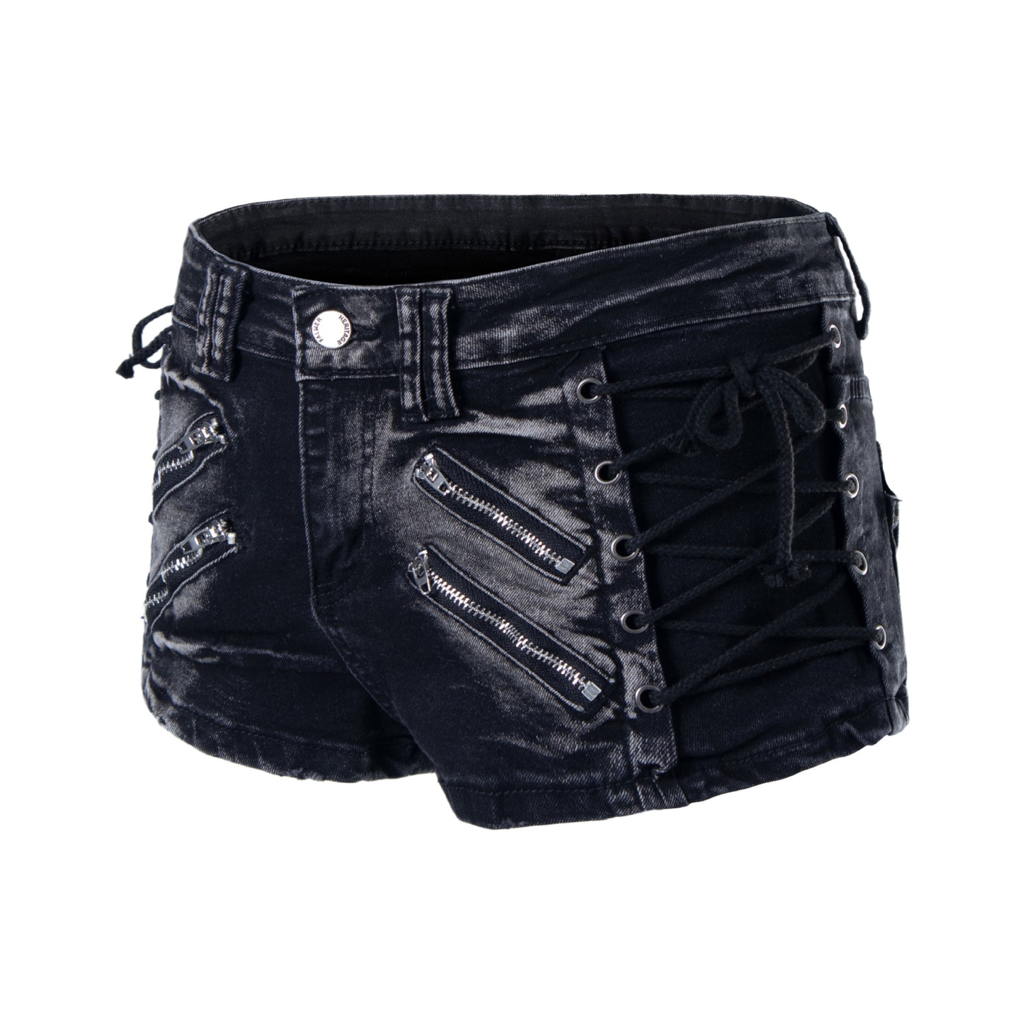 Streetwear Low-Waist Zipper Shorts for Women