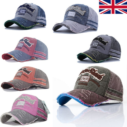 Retro Biker Baseball Cap Distressed Vintage Look Adult Unisex Cool