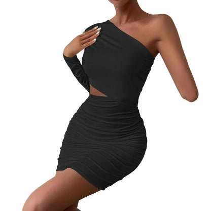 Sexy Cut-Out Irregular Hem Bodycon Dress for Women